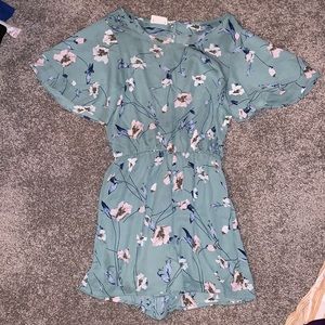 Floral green romper